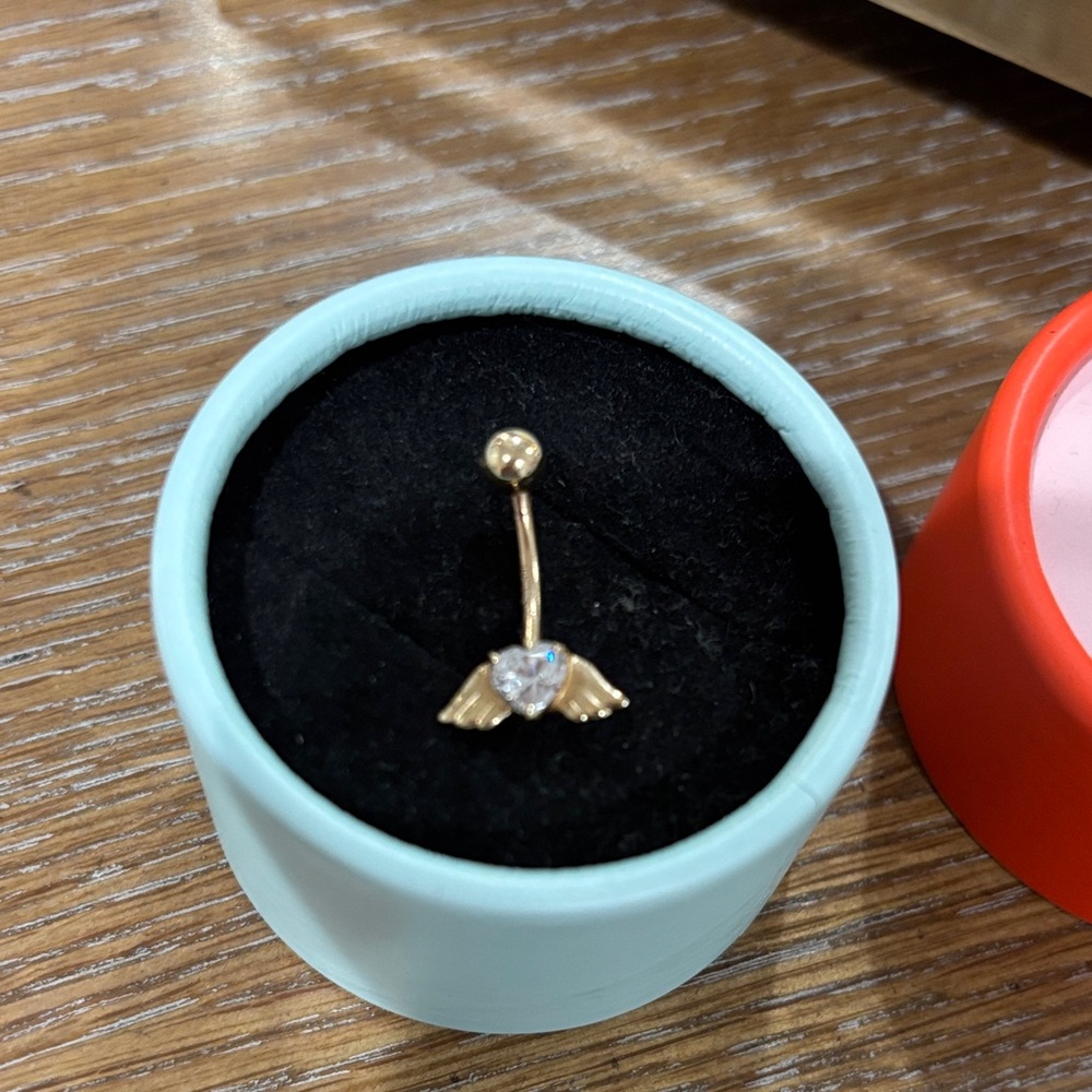 Gold Winged Heart Belly Ring